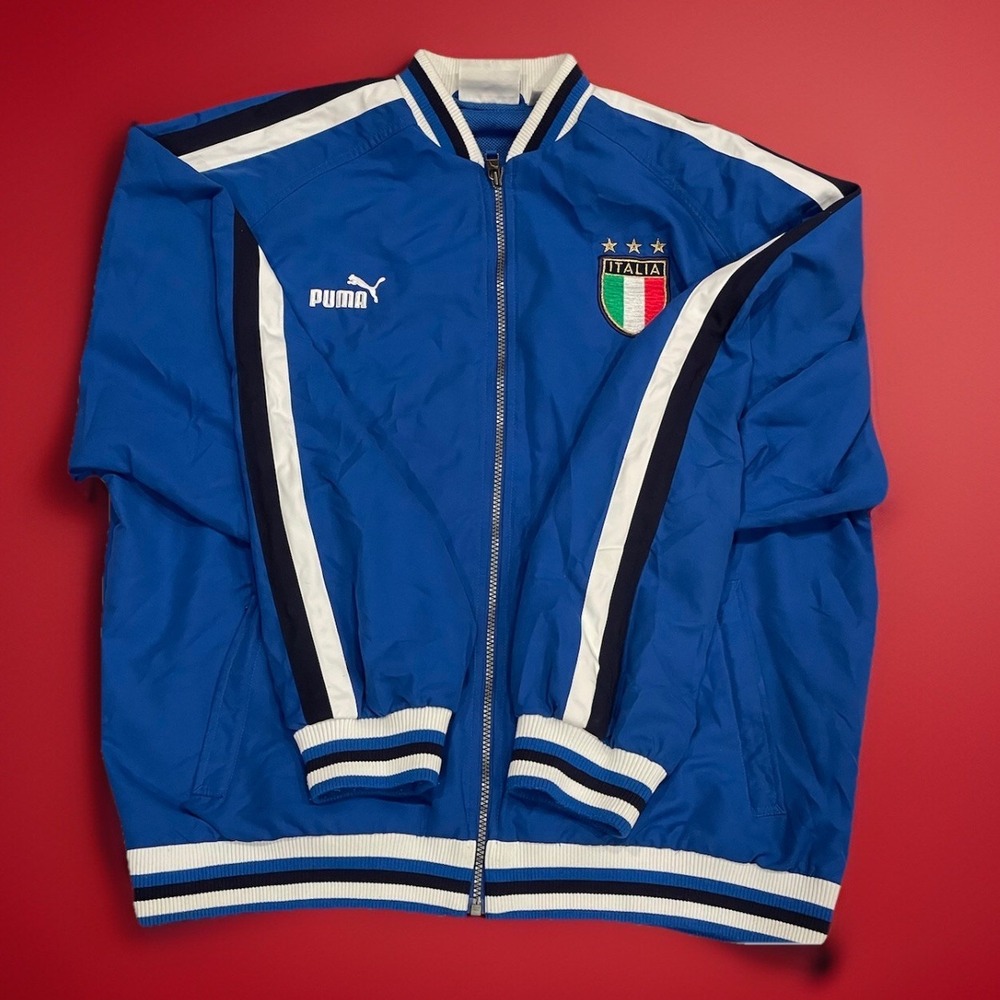 2003 Italy Italia PUMA King Iconic Blue Bomber Tracksuit Jacket Embroidered XL